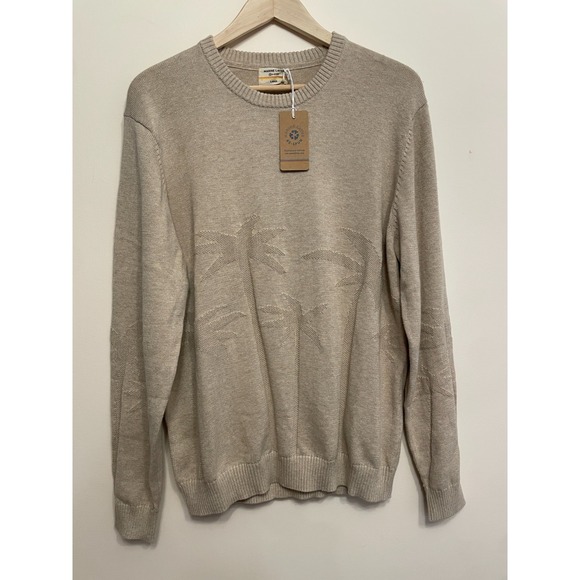 Marine Layer Scenic Crewneck Sweater Men Large Oatmeal Beige Organic Cotton New